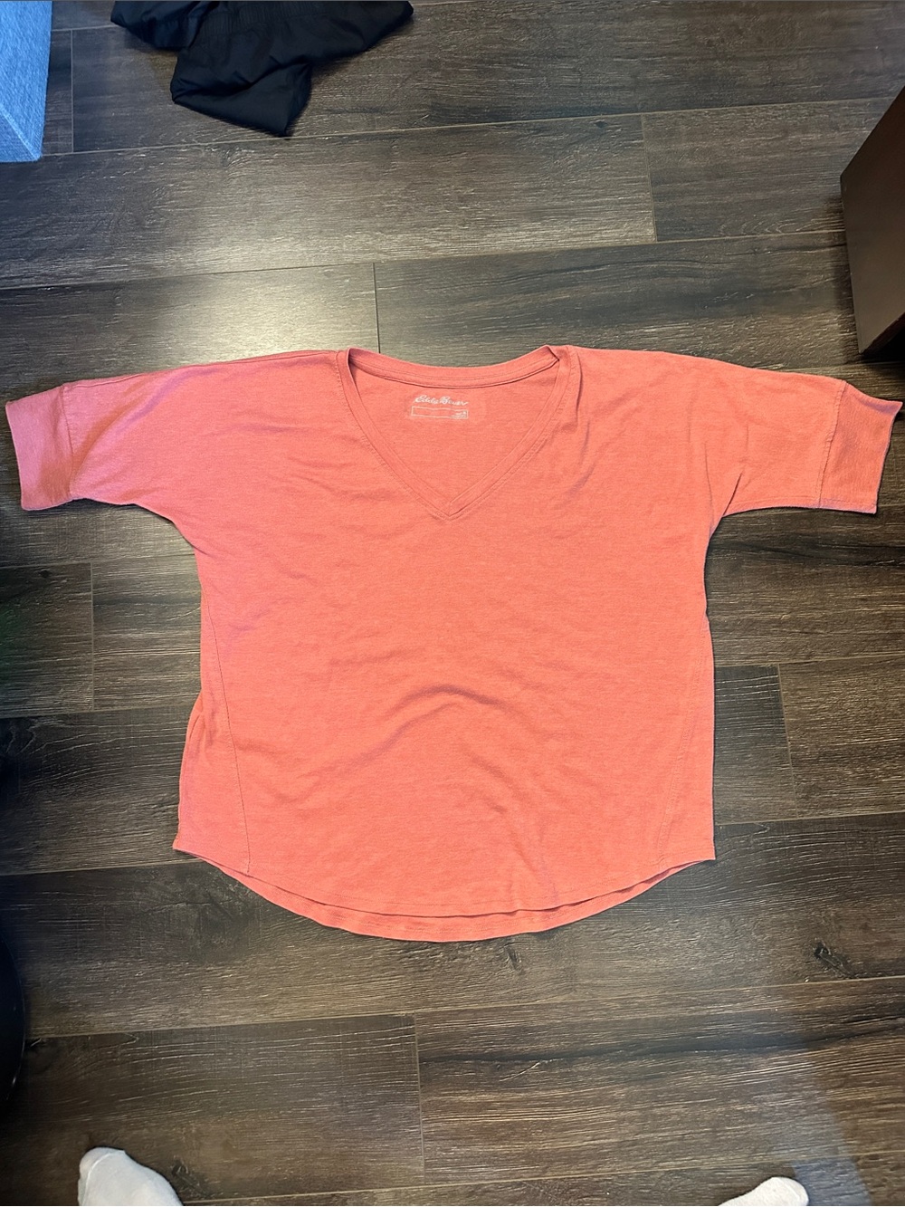 Eddie Bauer Coral V-Neck Short Sleeve Tee